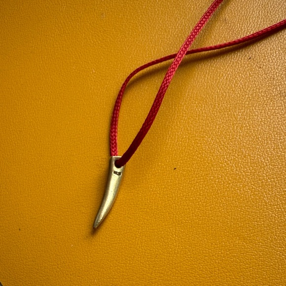Gold Handmade Italian Horn on Red Silk by Mara Scalise - Picture 1 of 11